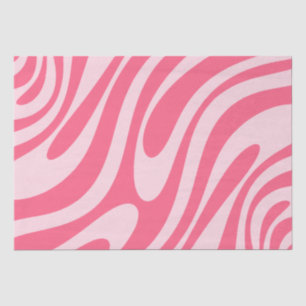 Groovy Pink Wavy Loops Retro Abstraktes Muster Seidenpapier