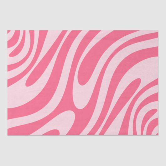 Groovy Pink Wavy Loops Retro Abstraktes Muster Seidenpapier (Vorderseite)