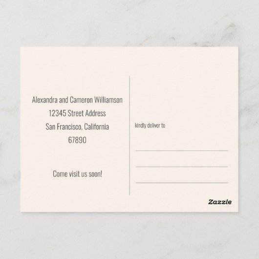 Groovy Pink Wir haben die neue Ankündigung über Be Postkarte (Rückseite)