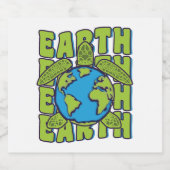 Groovy Planet Earth Day Sea Turtle Lover Ocean Schaumweinetikett (Einzelnes Label)