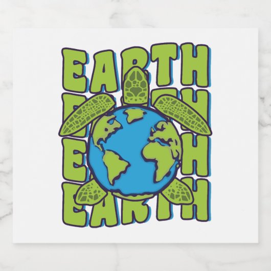 Groovy Planet Earth Day Sea Turtle Lover Ocean Schaumweinetikett (Einzelnes Label)