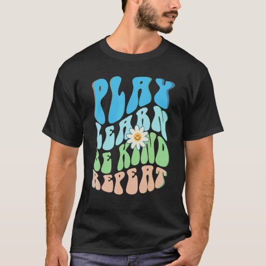 Groovy PLAY LEARN SEIN KIND REPEAT Wählen Sie Retr T-Shirt (Vorderseite)