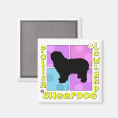 Groovy Polish Lowland Sheepdog Magnet (Vorderseite/Rückseite)
