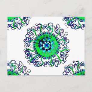 Groovy Pop Art Jellyfish MandalaTattoo Postkarte