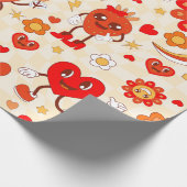 Groovy Pop Art valentines Funky Erdbeere der 1960e Geschenkpapier (Ecke)