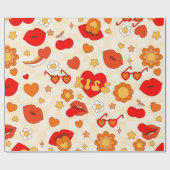 Groovy Pop Art valentines kiss aus den 60er Jahren Geschenkpapier (Flach)