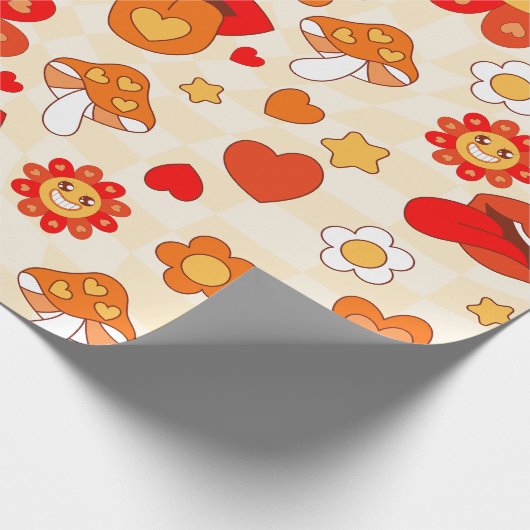 Groovy Pop Art valentines Pilzzzunge der 60er Jahr Geschenkpapier (Ecke)