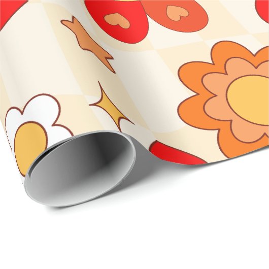 Groovy Pop Art valentines Pilzzzunge der 60er Jahr Geschenkpapier (Rolleneckpunkt)