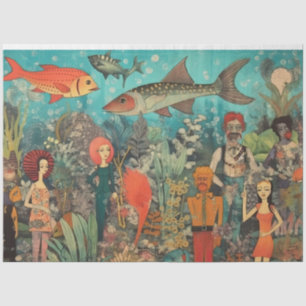 Groovy Pop Kultur Unter Dem Meer Collage Decoupage Seidenpapier