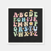 Groovy Pre K Kindergarten Alphabet ABC Retro Serviette (Vorderseite)