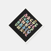 Groovy Pre K Kindergarten Alphabet ABC Retro Serviette (Ecke)