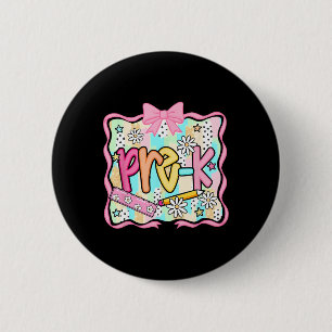 Groovy Pre-K Rückkehr zur Schule Erster Schultag B Button