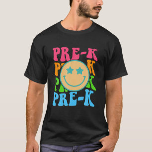 Groovy Pre-K Vibes Face Retro Lehrer Kids Back T T-Shirt