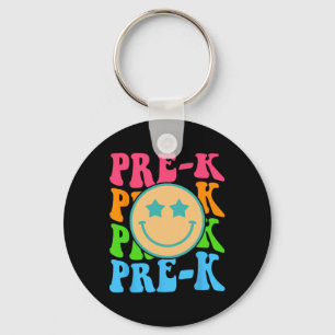 Groovy Pre-K Vibes Gesicht Retro Lehrer Kinder Byc Schlüsselanhänger