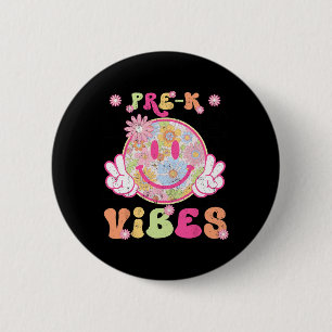 Groovy Pre-k Vorschul-Vibes Erster Schultag Lehrer Button