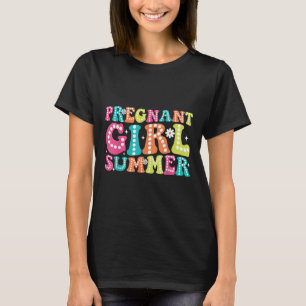 Groovy Pregnancy Reveal Pregnant Girl Summer Baby T-Shirt