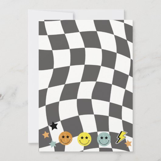 Groovy Preppy Y2K Happy Face Sleep Over Birthday Einladung (Rückseite)