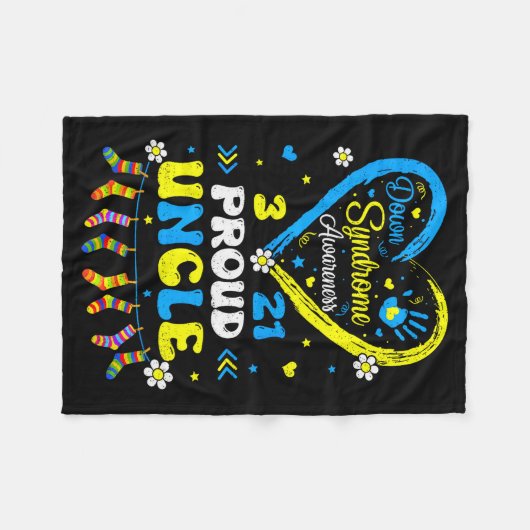 Groovy Proud Down Syndrome Uncle Awareness Matchin Fleecedecke (Vorderseite (Horizontal))