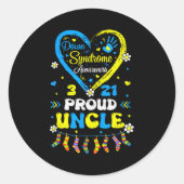 Groovy Proud Down Syndrome Uncle Awareness Matchin Runder Aufkleber (Vorderseite)