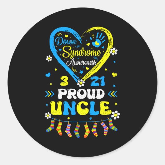 Groovy Proud Down Syndrome Uncle Awareness Matchin Runder Aufkleber (Vorderseite)