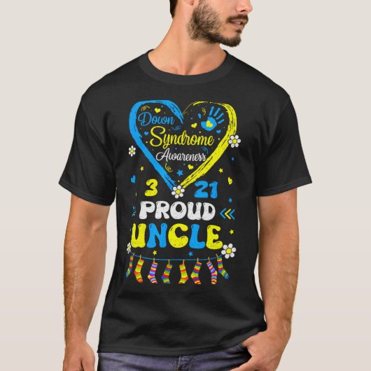 Groovy Proud Down Syndrome Uncle Awareness Matchin T-Shirt (Vorderseite)