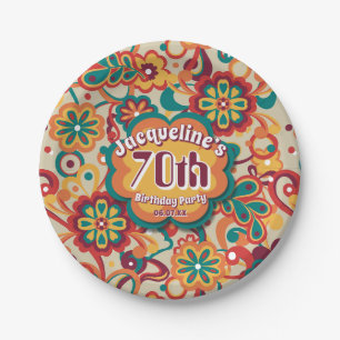 Groovy Psychedelic 60er 70er Floral Birthday Pappteller