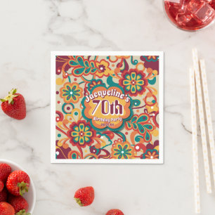 Groovy Psychedelic 60er 70er Floral Birthday Serviette