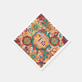 Groovy Psychedelic 60er 70er Floral Birthday Serviette (Ecke)