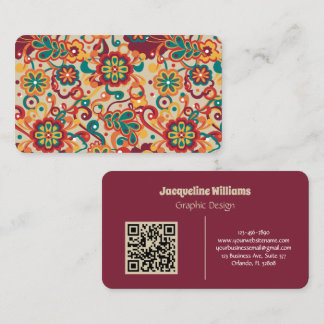 Groovy Psychedelic 60s 70s Floral Business Card Visitenkarte