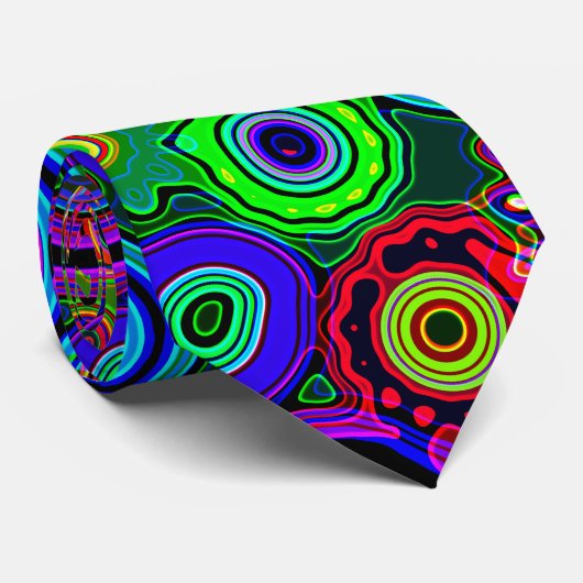 Groovy Psychedelic Abstract Neon Pattern Krawatte (Gerollt)