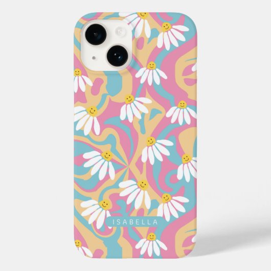Groovy Psychedelic Daisy Blume Personalisiert Name Case-Mate iPhone Hülle (Rückseite)