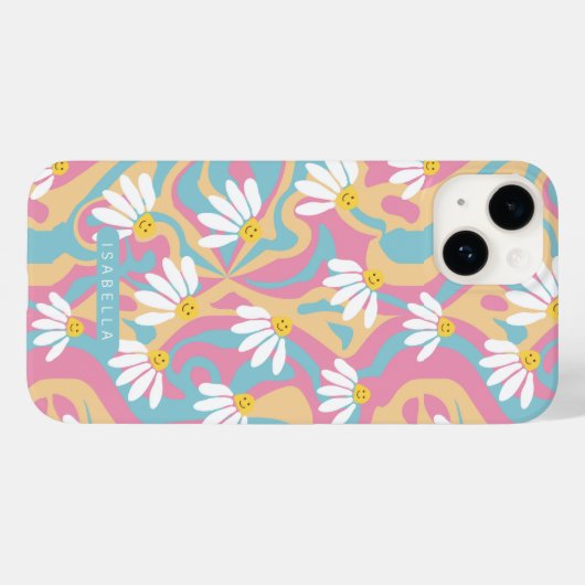 Groovy Psychedelic Daisy Blume Personalisiert Name Case-Mate iPhone Hülle (Rückseite (Horizontal))