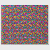 Groovy Psychedelic Floral Geschenkpapier (Flach)