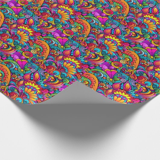 Groovy Psychedelic Floral Geschenkpapier (Ecke)