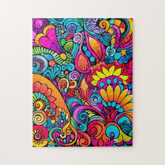 Groovy Psychedelic Floral Puzzle (Vertikal)