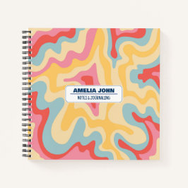 Groovy Psychedelic Liquid Pastel Name Notebook Notizblock