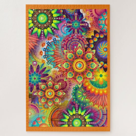 Groovy Psychedelic Mandala Design Puzzle (Vertikal)