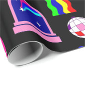 groovy psychedelic medusa disco schwarz geschenkpapier (Rolleneckpunkt)