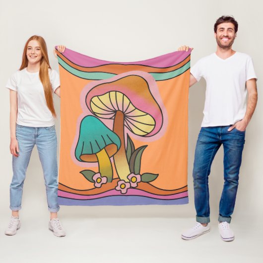 Groovy Psychedelic Mushroom 60er Hippie Retro Fleecedecke (Beispiel)