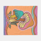 Groovy Psychedelic Mushroom 60er Hippie Retro Fleecedecke (Vorderseite (Horizontal))