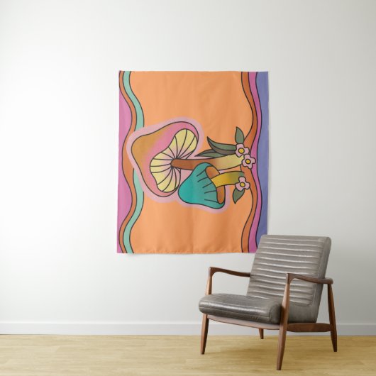 Groovy Psychedelic Mushroom 60er Hippie Retro Wandteppich (Beispiel)