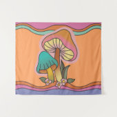 Groovy Psychedelic Mushroom 60er Hippie Retro Wandteppich (Vorderseite (Horizontal))