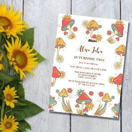 Groovy Psychedelic Mushroom Kindergeburtstag Einladung