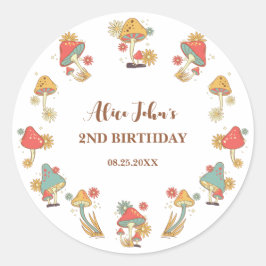 Groovy Psychedelic Mushroom Kindergeburtstag Runder Aufkleber