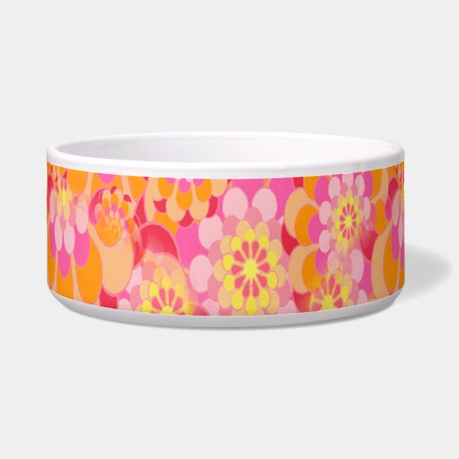 Groovy Psychedelic Pink Orange Hippy Blume Napf (Vorderseite)