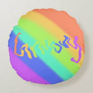 Groovy Psychedelic Rainbow Rundes Kissen