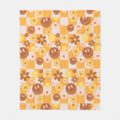 Groovy psychedelic Retro Smiley Checkerboard, Fleecedecke (Vorderseite)