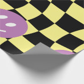 Groovy psychedelic Retro Smiley Checkerboard, Geschenkpapier (Ecke)
