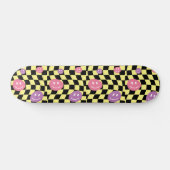 Groovy psychedelic Retro Smiley Checkerboard, Skateboard (Horizontal)