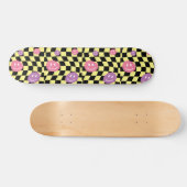 Groovy psychedelic Retro Smiley Checkerboard, Skateboard (Horizontal)